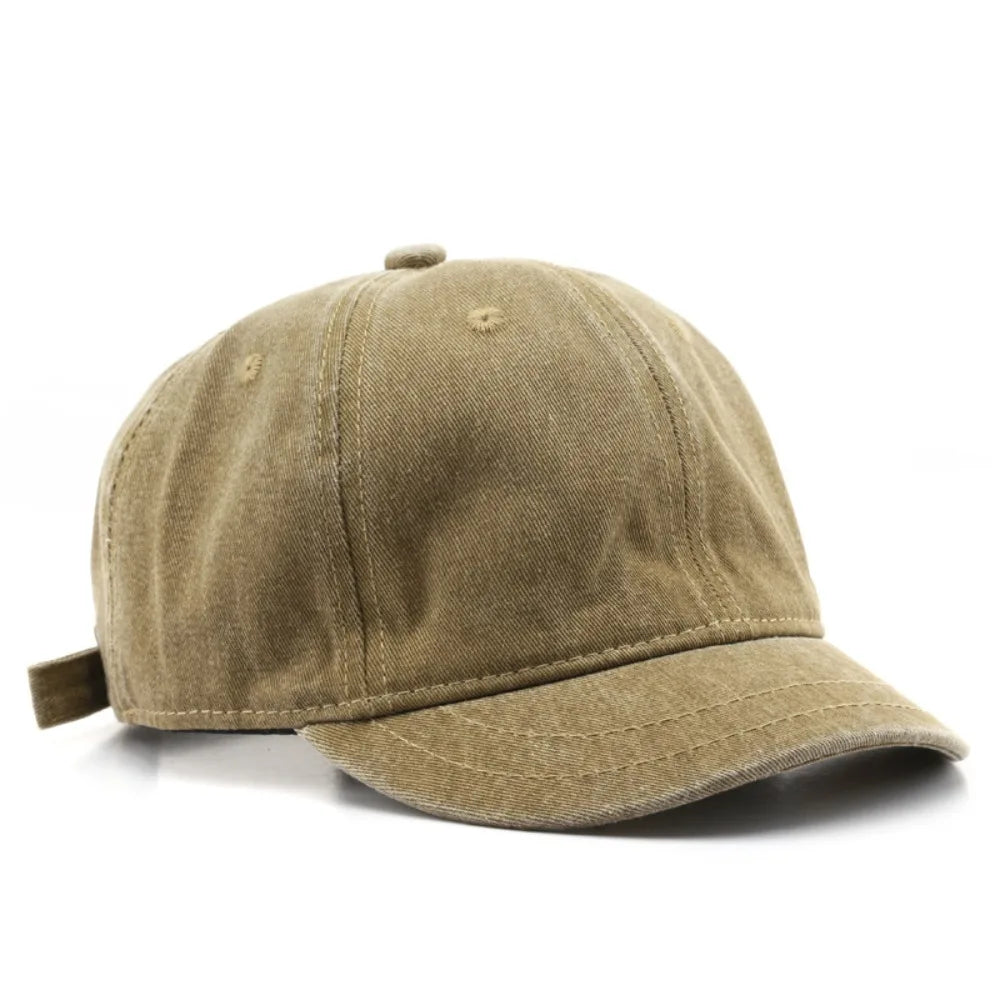 Fashion Short Brim Baseball Cap Adjustable Solid Bucket Panama Washed