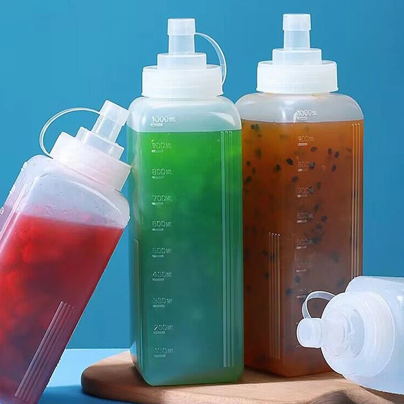 600/800/1000ML Squeeze Sauce Bottles Condiment Dispenser Large Mouth Dustproof Kitchen Seasoning Salad Sauce Olive Oil Bottle Vue