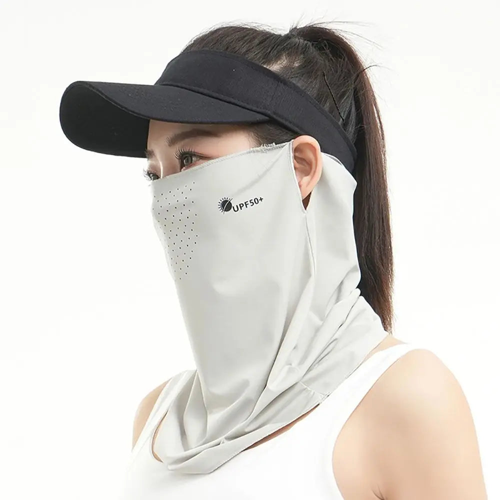 Durable UV Protection Sunscreen Face Veil Breathable Sunshade Ice Vue Light Gray