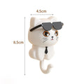 Creative Plastic Cartoon Cat Hooks Decorative Waterproof Key Hangers Wall Hanging Sticky Hooks for Home Vue white