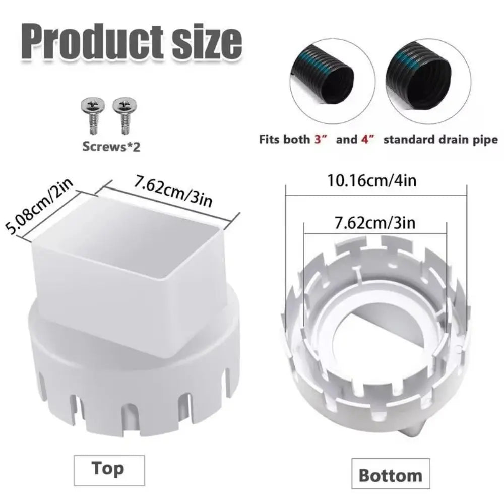 Round To Square Rain Gutter Downspout Adapter Easy Installment Plastic Material Gutter Drain Adapter Corrugated Compatible Vue