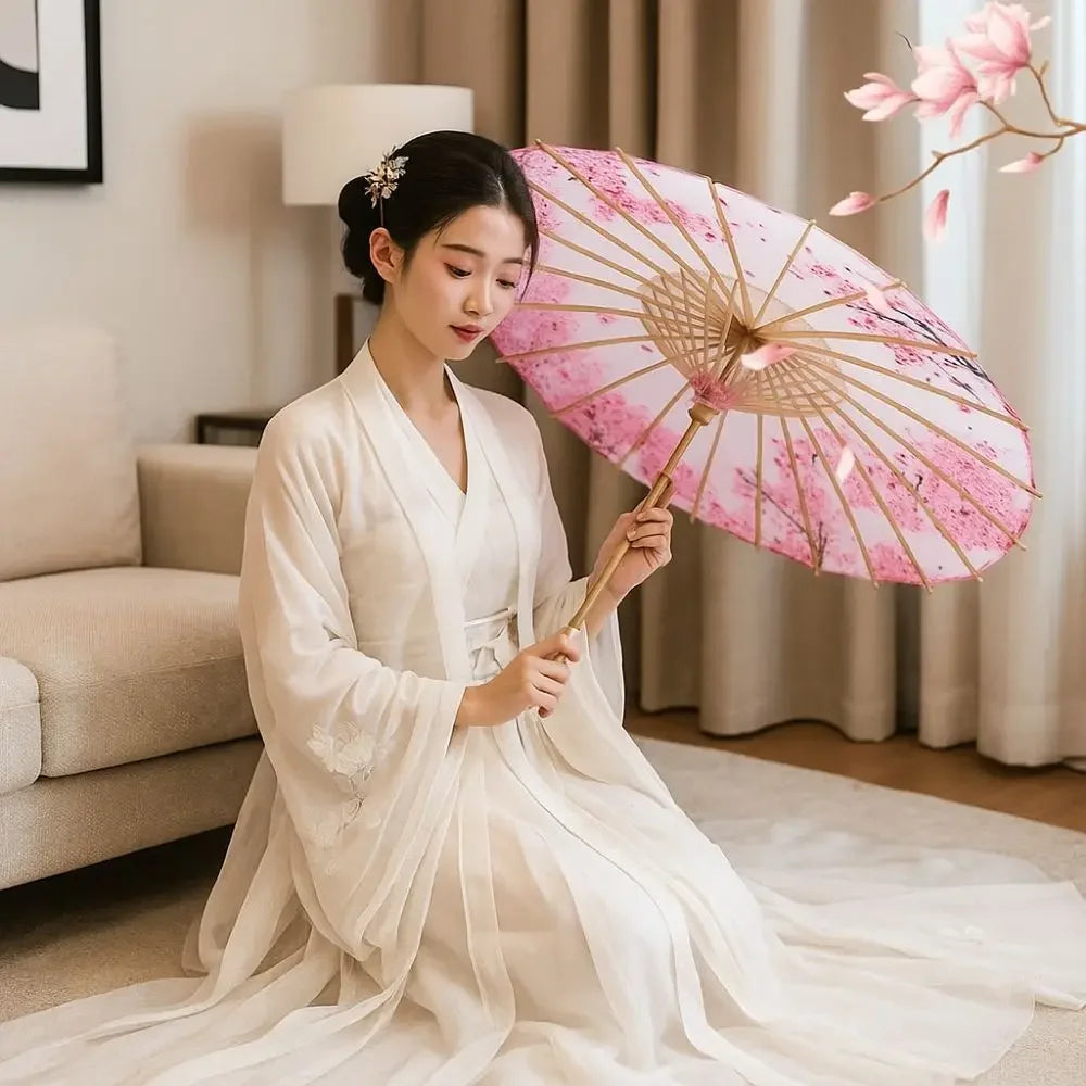 Bamboo Oil Paper Umbrella Handmade Rainproof Hanfu Umbrella Decorative Chinese Style Ancient Dance Umbrella Photograph Prop Vue