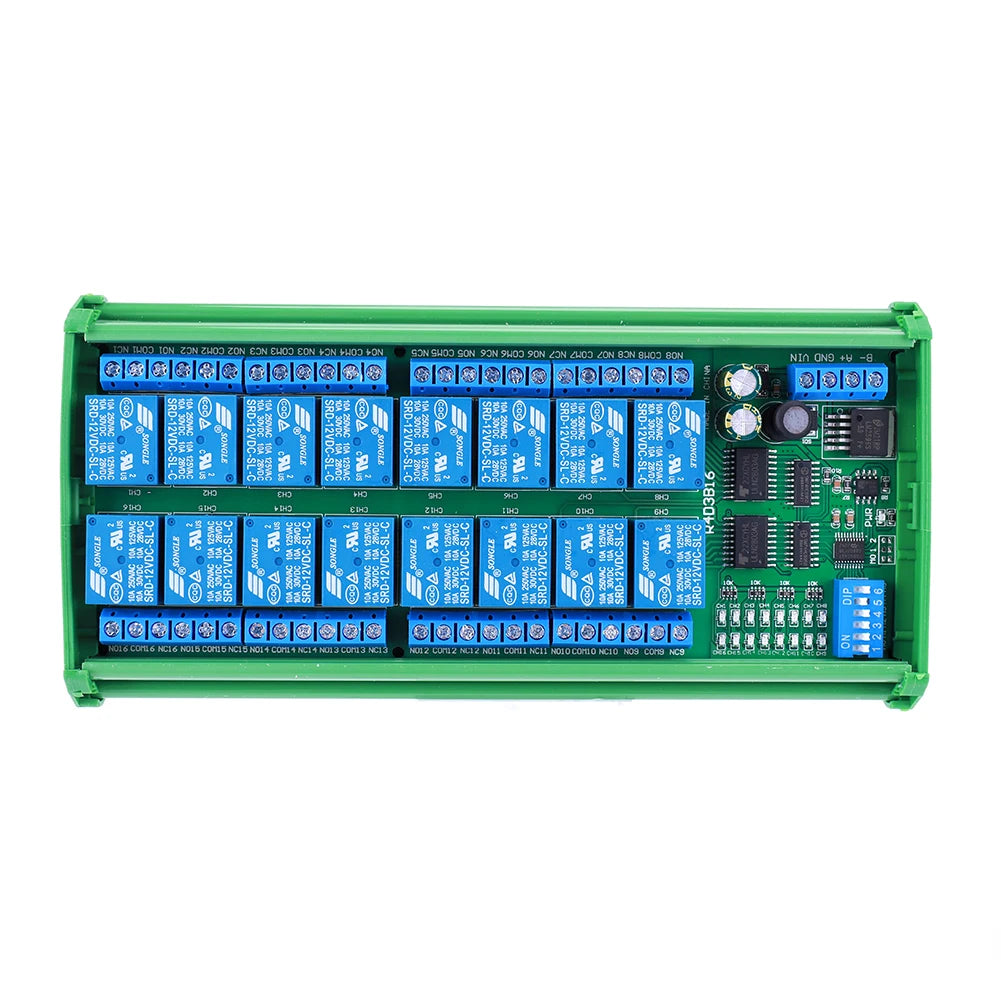 16-Channel RS485 Relay Module Modbus RTU DC 12V PLC Controller RS485 Relay Module Vue with Rail Box China Mainland