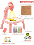 Projection Drawing Board, Painting Table, Educational Multifunctional DIY Writing Board Toys with 12 Watercolor Pens Vue TH6688-02pink