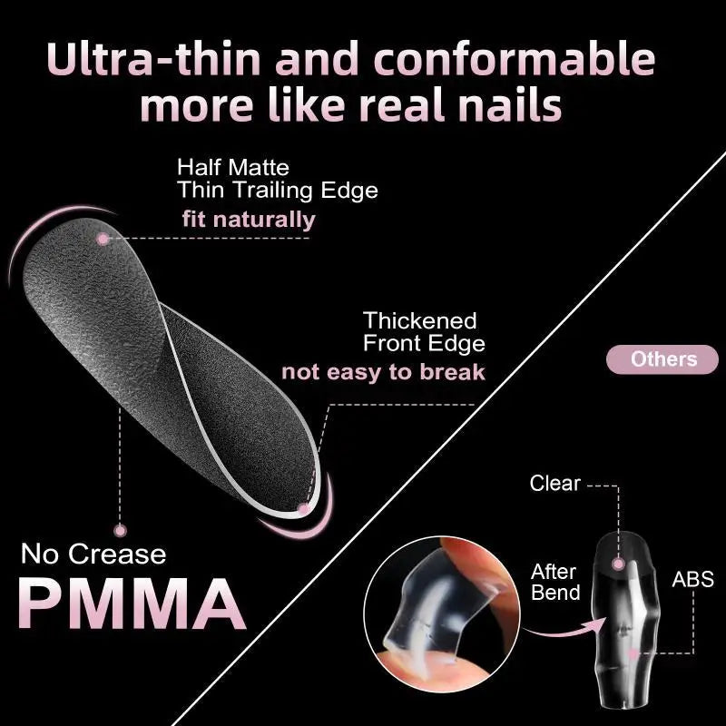 240Pcs Short Almond Matte Gel Nail Tips Coffin Stiletto Fake Press On Nails Salon Manicure Tool Vue