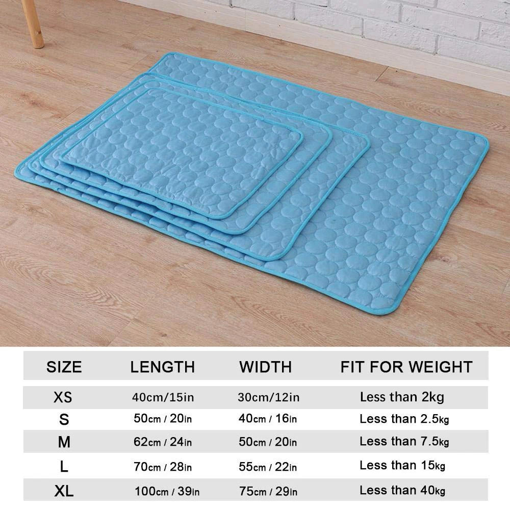 5 Sizes Pet Cooling Mat Dog Cat Sleeping Pad Cool Ice Silk Vue