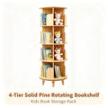 4-Tier Rotating Bookcase | 360° Spin | Solid Pine Wood Storage Rotating Bookcase Vue United States