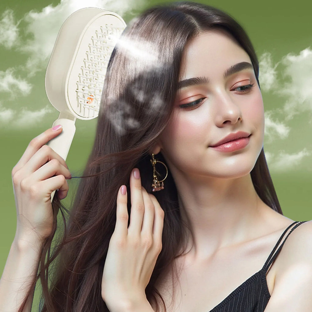 Electric Steam Brush with Water Spray Rechargeable Steams Hair Straightener for Detangling Smoothing Styling & Frizz Control Vue
