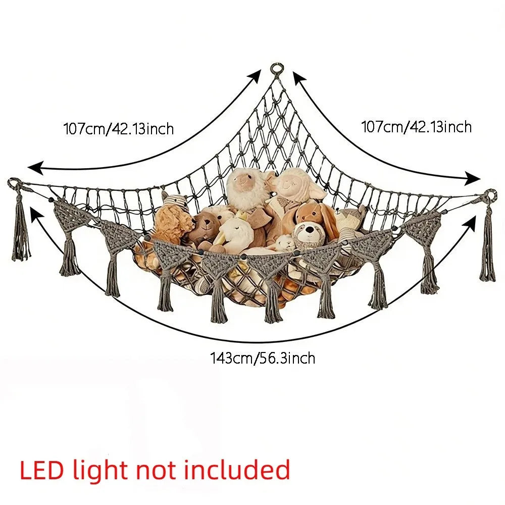 Decorations Jumbo Stuffed Animal Hammock Hanging Woven Toy Hammock Storage Net Macrame Space-Saving Mesh Toy Net Holder Bedroom Vue