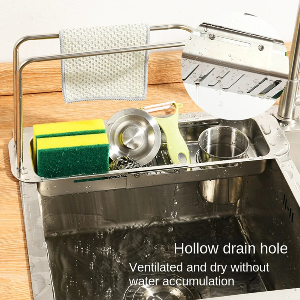 Stainless Steel Kitchen Sink Retractable Drain Rack Household Vegetable Wash Basin Drain Basket filter Basket Vue