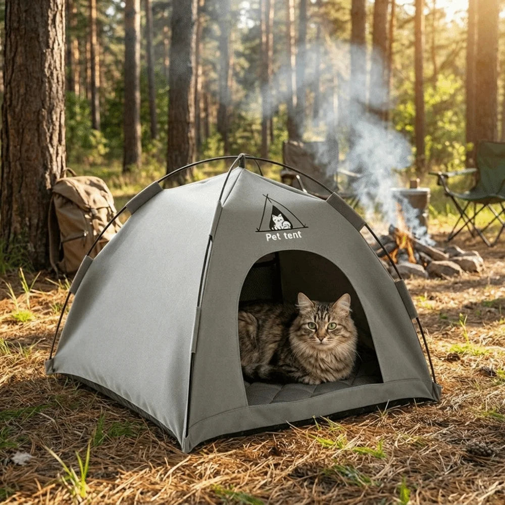 Pet Cage Breathable Pet Tent House Comfortable with Double-sided Mat Feral Cat Shelter Portable Outdoor Pet Tent Travel Vue