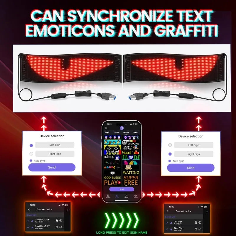 LED Matrix Pixel Panel, Scrolling LED Sign APP USB 5V Flexible Addressable RGB Pattern Graffiti Scrolling Text Animation Display Vue