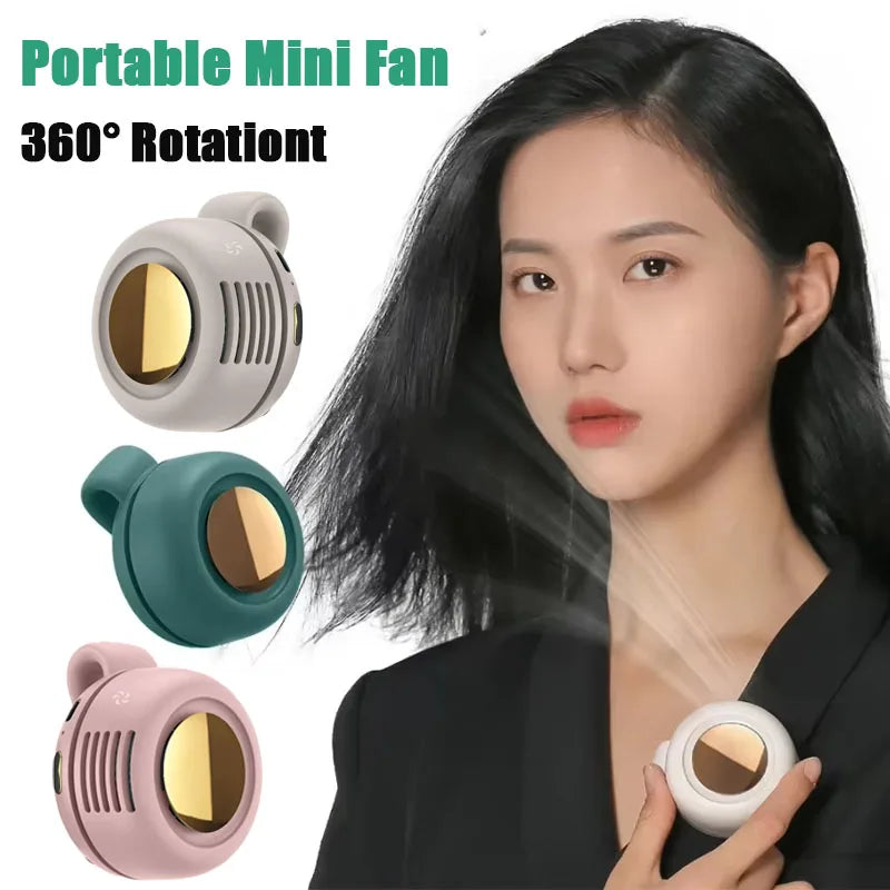 Clip on Mini Fan USB Bladeless Portable Handheld Waist Wearable Rechargeable Personal Cooling for Outdoor Travel Office Camping Vue