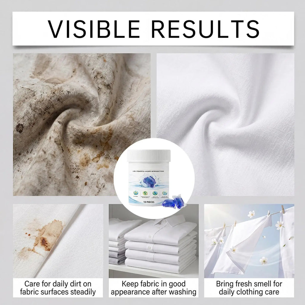 4in1 Laundry Stain Remover Pods, Portable Washing Machine Detergent Pacs, Multi-Use Cleaning Pods for Home Travel Business Trip Vue