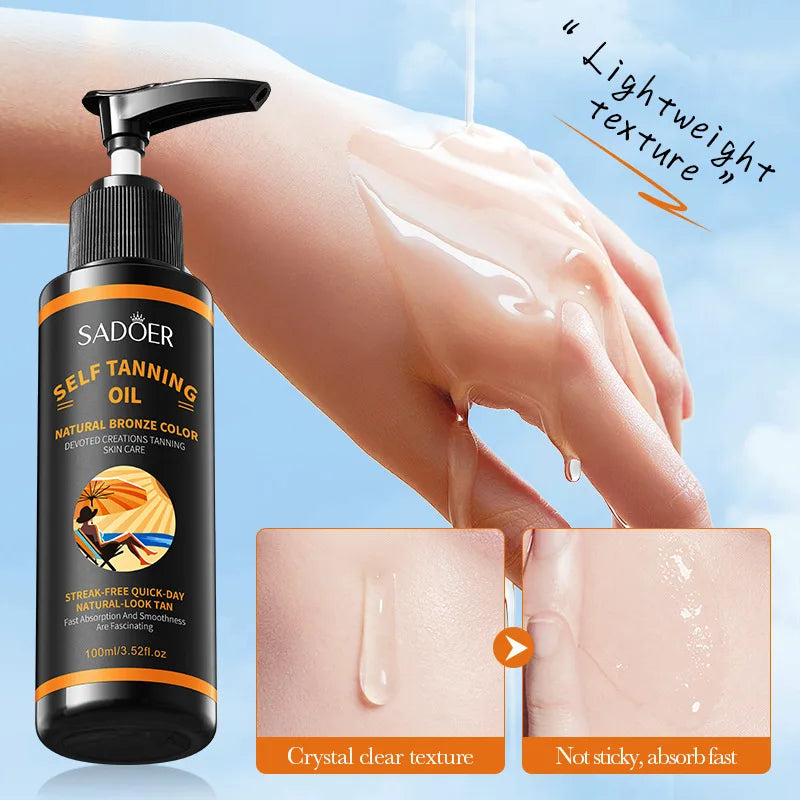 100ml Tanning Spray: Lightweight Texture, Moisturizing, Beautiful Black Tone, Creates a More Wild and Confident Look. Large Capacity, Beautiful Tan Finish, Streak-Free, Quick-Drying, No Tanning Effect. Vue