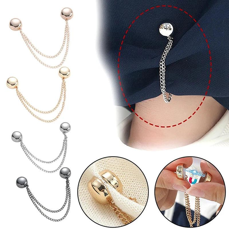 Magnetic Adjustable Trouser Legs Clips For Pants Pin Retractable Fixed Leg Pants Loose Button For Jeans Cardigan Vue