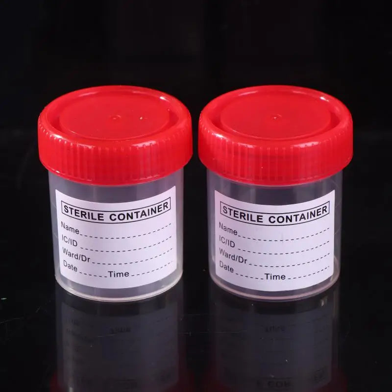 10PCS 60ML Plastic Cup Container Disposable Urine Collection Sample Cup Specimen Bottle Container With Tags Vue