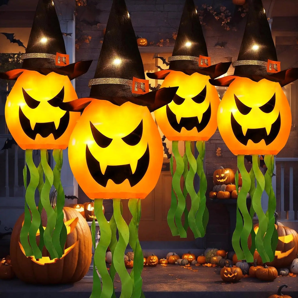 1-10PCS Haunted House Wizard Hat Ghost LED Glow Hanging Ornament for Halloween Party Room Decor Spooky Atmosphere Flashing Light Vue