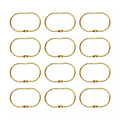 12 Pcs Open Shower Curtain Hook Rings Oval Hanging for Rod Hooks Metal Bathroom Gold Vue Default Title