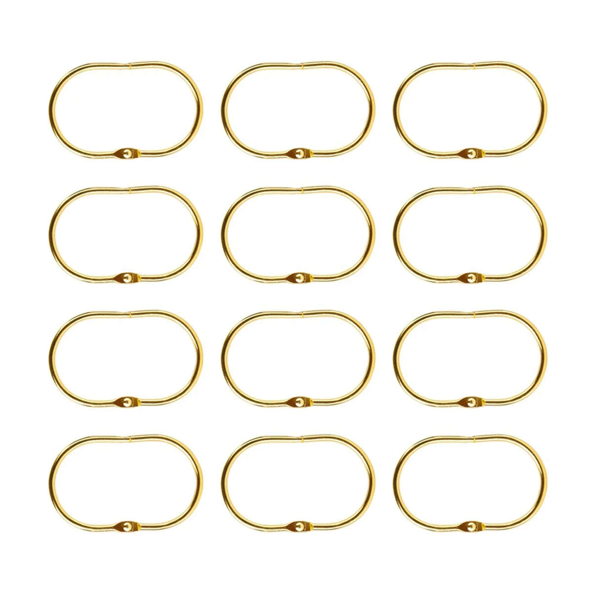 12 Pcs Open Shower Curtain Hook Rings Oval Hanging for Rod Hooks Metal Bathroom Gold Vue Default Title