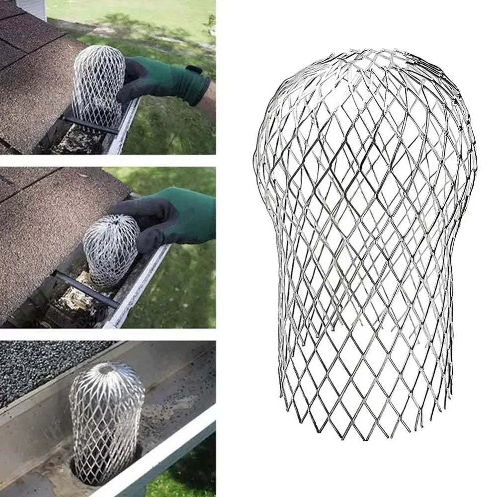 4pcs Expand Aluminum Gutter Filter Mesh Silver Floor Drain Filter Rustproof Foldable Screen Eaves Roof Drainage Pipe Vue