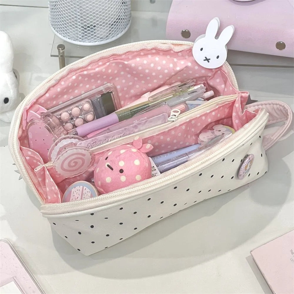 Polka Dot Pencil Case Shell Shape Multi-functional Stationery Storage Bag Large-capacity Pen Bag Students Gift Storage Bag Vue