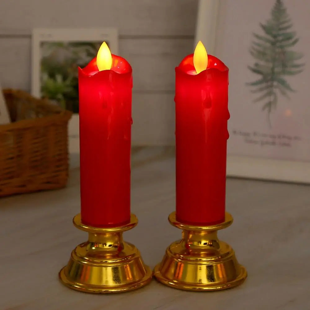 2Pcs Creative Electronic Candle Light Battery Operated Decorative Swing Flameless Candles Cordless with Light String Vue
