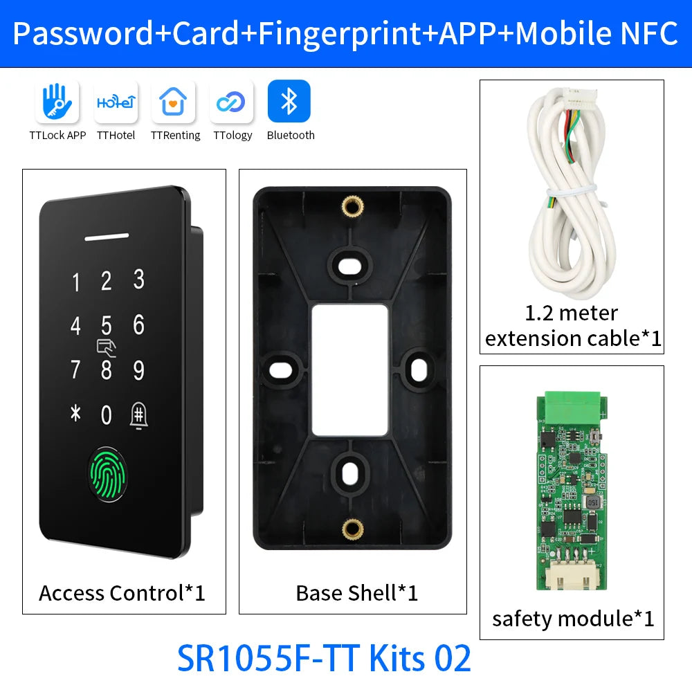 Waterproof Embedded TTLOCK APP Fingerprint Access Control Kits with Security Module System 13.56MHz NFC Card for Bank/Government Vue SR1055F-TT-Kits-02