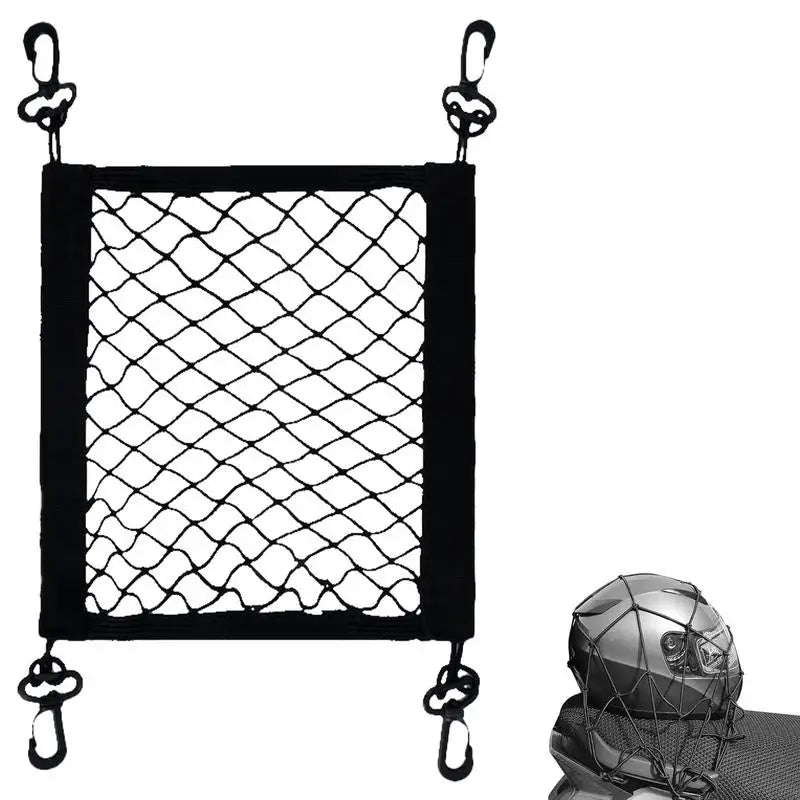Motorcycle Cargo Net High Elastic Motorcycle Net for Helmet Storage 360 Degree Rotatable Cargo Net with 4 Hooks Luggage Net Vue
