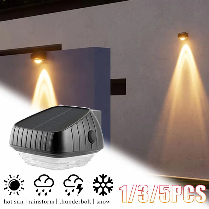 1-5pcs Rainproof Solar Wall Lights IP65 Waterproof Outdoor LED Wash Light for Courtyard Garden Balcony Patio Decoration Vue