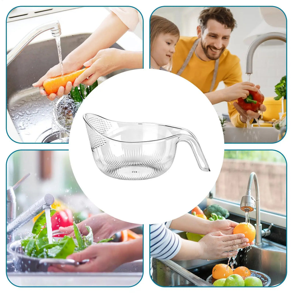 Multifunctional Rice Washing Colander, Strainer Bowl for Rinsing Vegetables, Grains & Beans, Kitchen Fruit Vegetable Drainer Vue