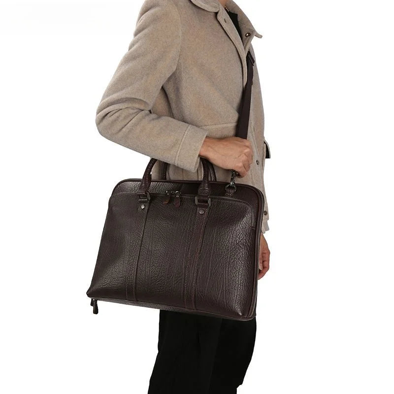 Men's handbag briefcase 15.6 inch shoulder messenger bag genuine leather first layer cowhide men's bag computer Vue