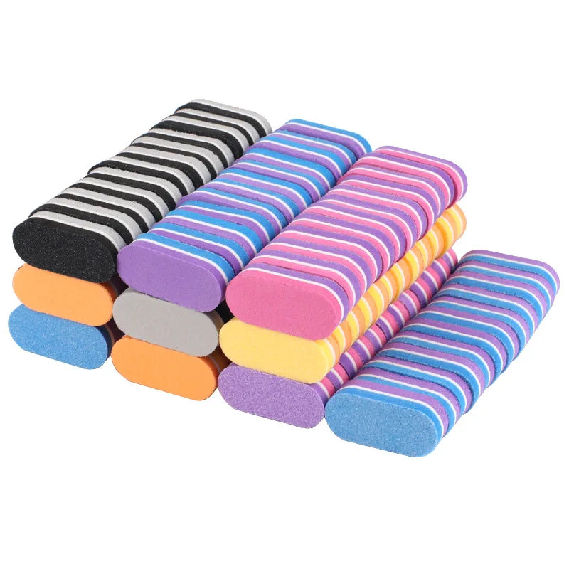 10/20/40Pcs Mini Nails Sponge File Buffer Block Double Color Buffing Sanding File Pedicure Manicure Tool Gel Suplies Accessories Vue