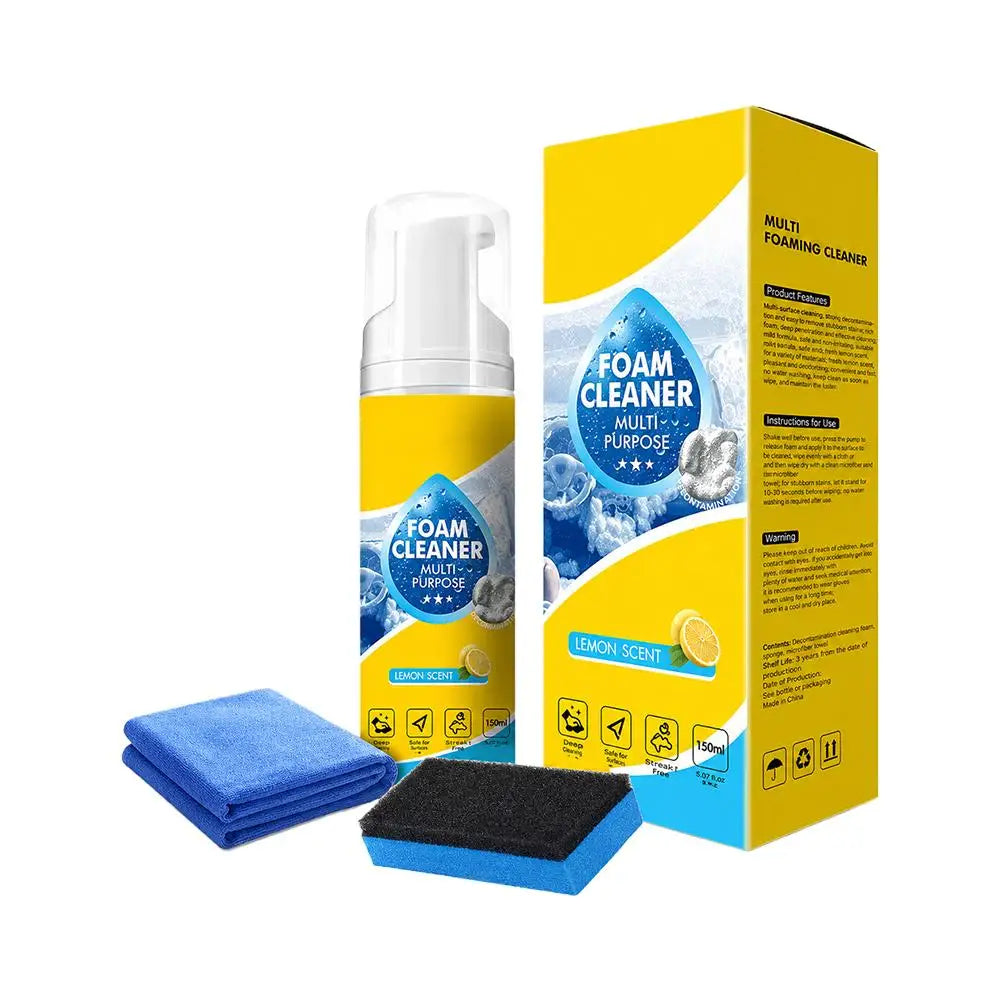 Lemon Scent Rinse-free Eliminate Odors Cleaner Strong Decontamination Interior Leather Seat Spray Multi-Purpose Car Foam Cleaner Vue 1pcs