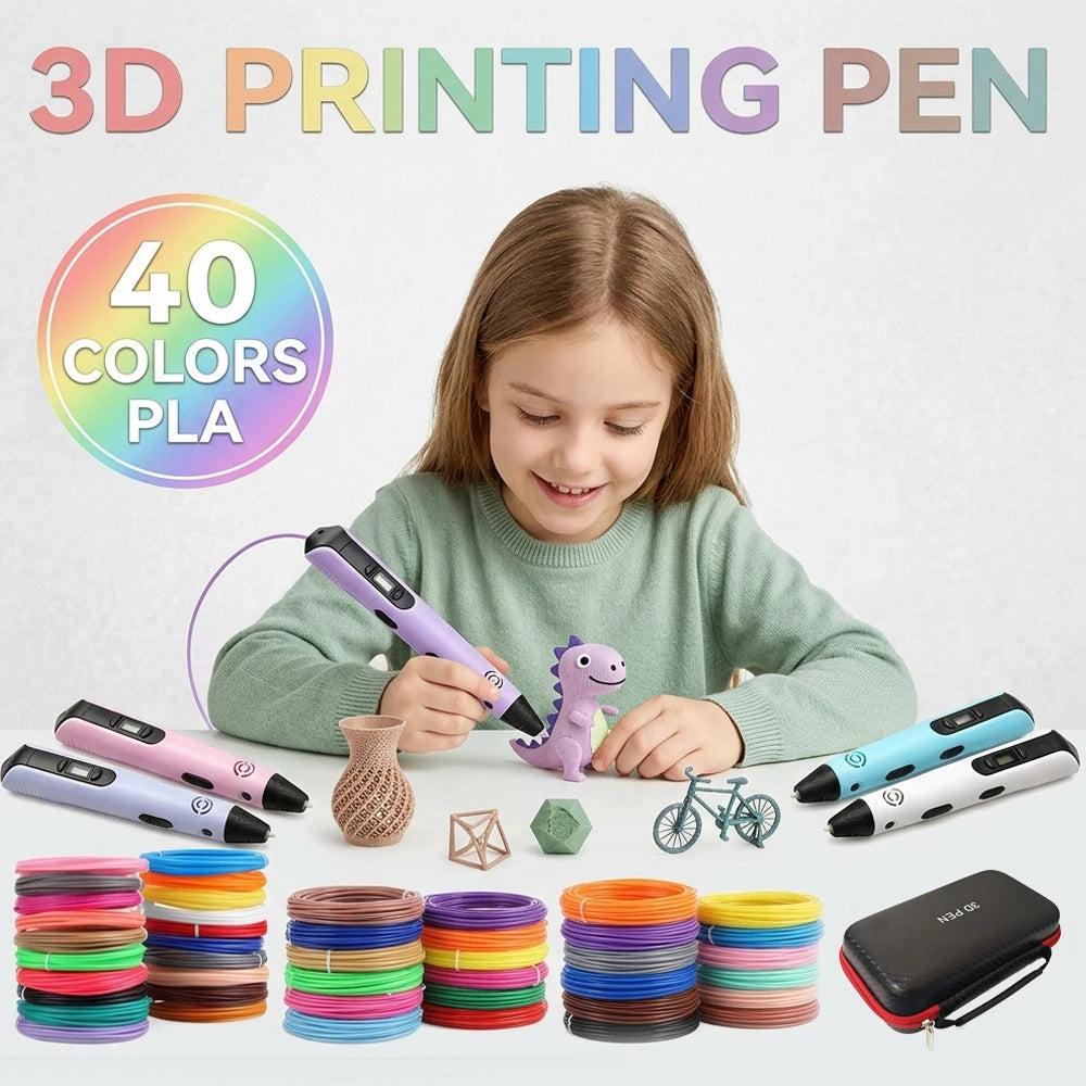 Electronic 3D Printing Pen Kids 1.75mm PLA Filament Graffiti Tool DIY Drawing 3D Pen Children Boys Girls Birthday Holidays Gift Vue