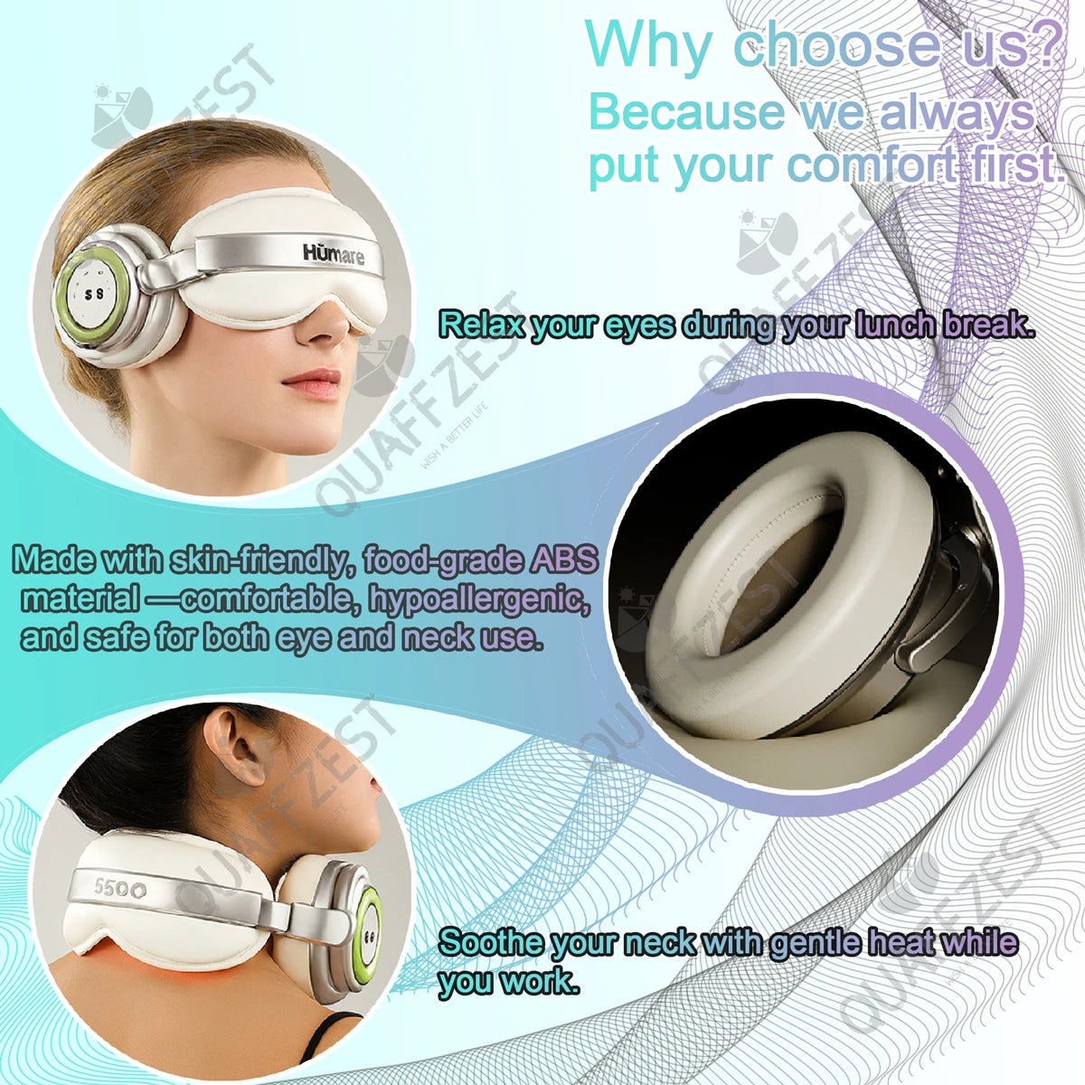 SiaaSoo Smart Portable Vibration Eye Massager Airbag Compress Eye Care Tool Bluetooth Music Eye Massage Eye Relax Fatigue Sleepp Vue
