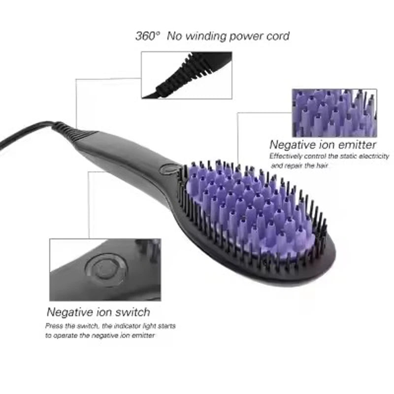 Ceramic 2-in-1 Hair Straightening Brush & Electric Curler Hair Straightening Brush Vue
