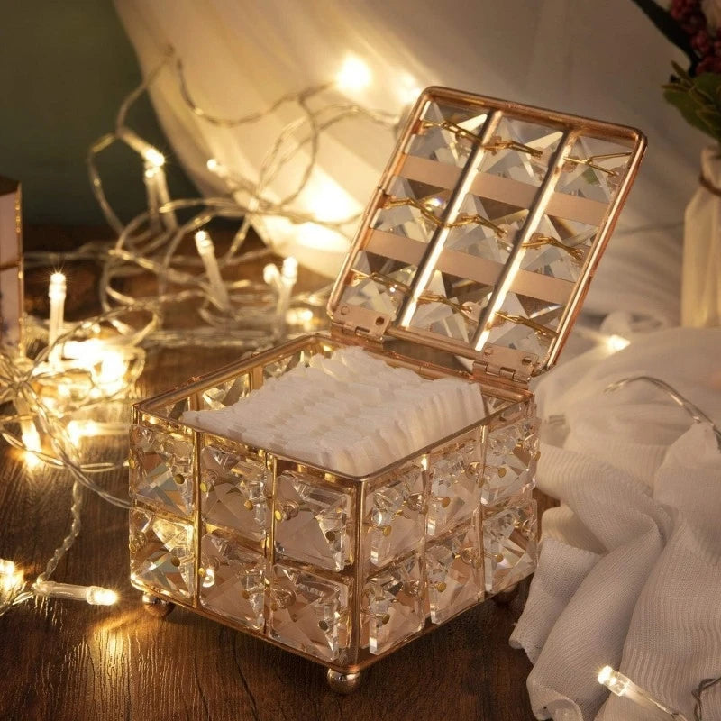Crystal Jewelry Box European Earring Organizer Case Table Decor Party Centerpiece Display For Women Teens Birthday Xmas Gift Vue