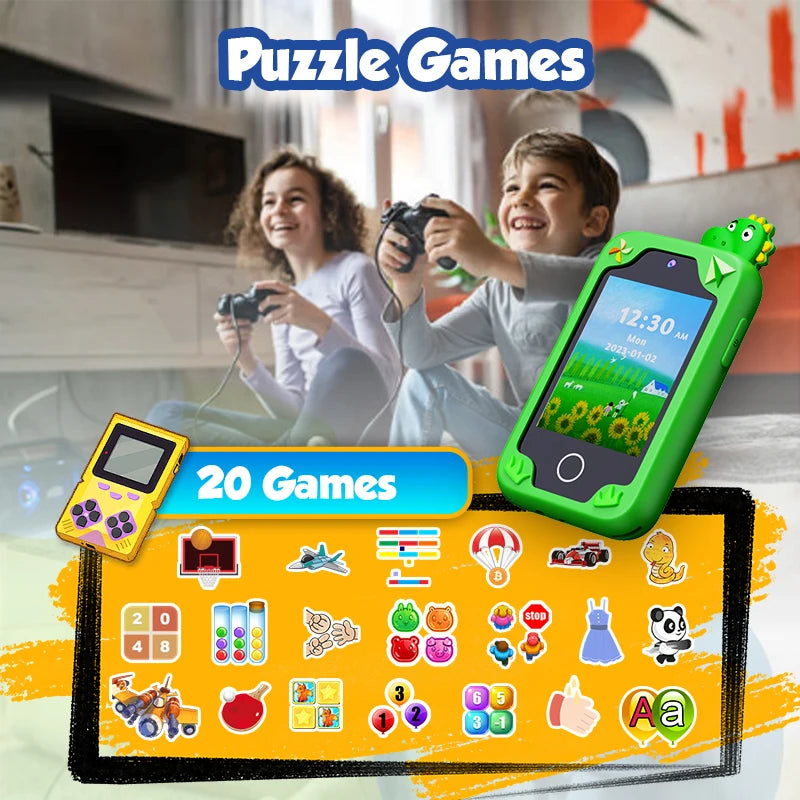 Unicorn Kids Smart Phone Toys 8GB with 20 Games Dual Camera Toddler Phone Learning Games Toys MP3 Music Player for Boy Girl Gift Vue