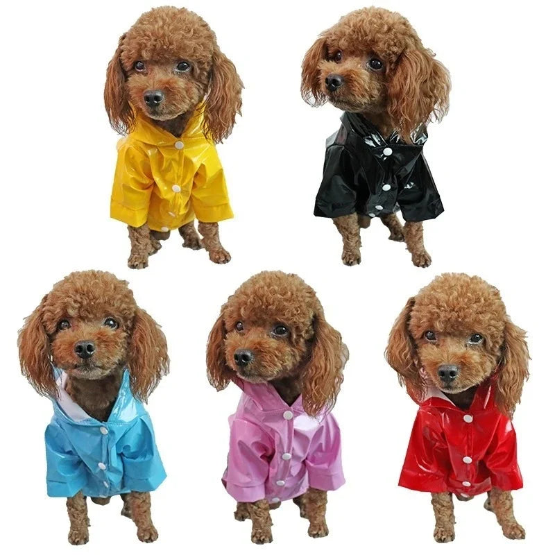 PU Reflective Hooded Pet Raincoat Waterproof Dog Coat Lightweight Adjustable Easy Clean For Rainy Walks For Small Dogs Cute Gift Vue