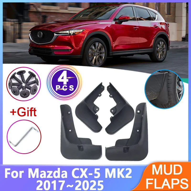 4PCS For Mazda CX-5 CX5 MK2 2017~2025 Car Mudguards Mudflaps Anti-splash Mud Flap Mud Guard Fenders Parts Tools Auto Accessories Vue