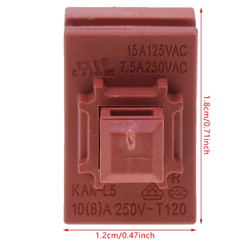 1PCS KAN-L5 2Pin Self-lock Key Switch Water Heater Vacuum Cleaner Switch 7.5A 250VAC Button Power Switch Lock Switch Vue