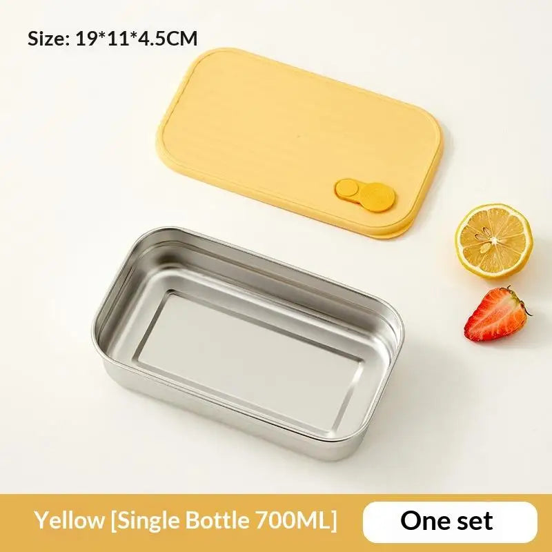 Portable 304 Stainless Steel Lunch Box Reusable Sealed Leak Proof Vue 700ML Yellow
