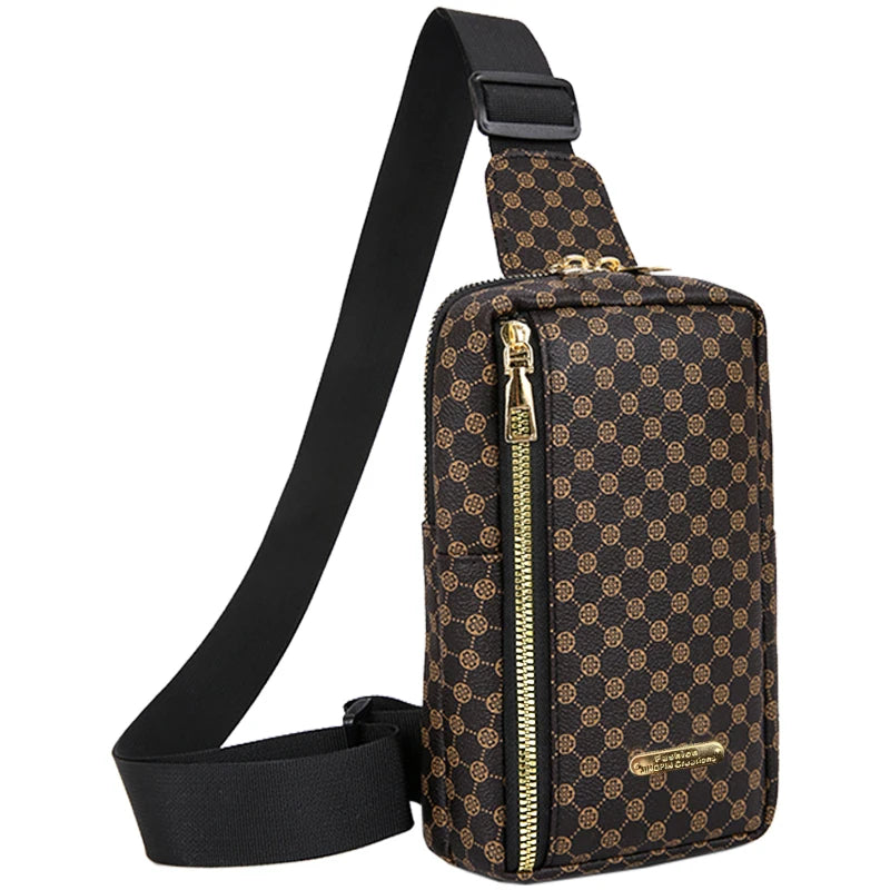 Classic Rhombus Print Rider Chest Crossbody Bag Water Resistant