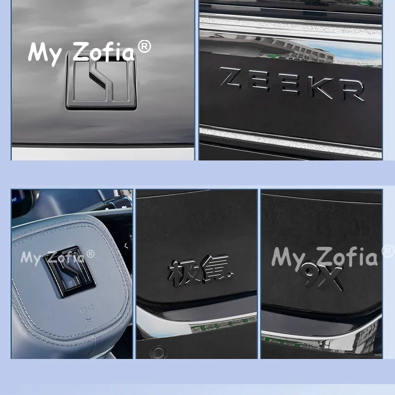 For Zeekr 9X 2025 2026 Car Black ABS Front Logo Car Tail Badge Cover Decor Sticker Frame Garnish Exterior Decoration Accessories Vue