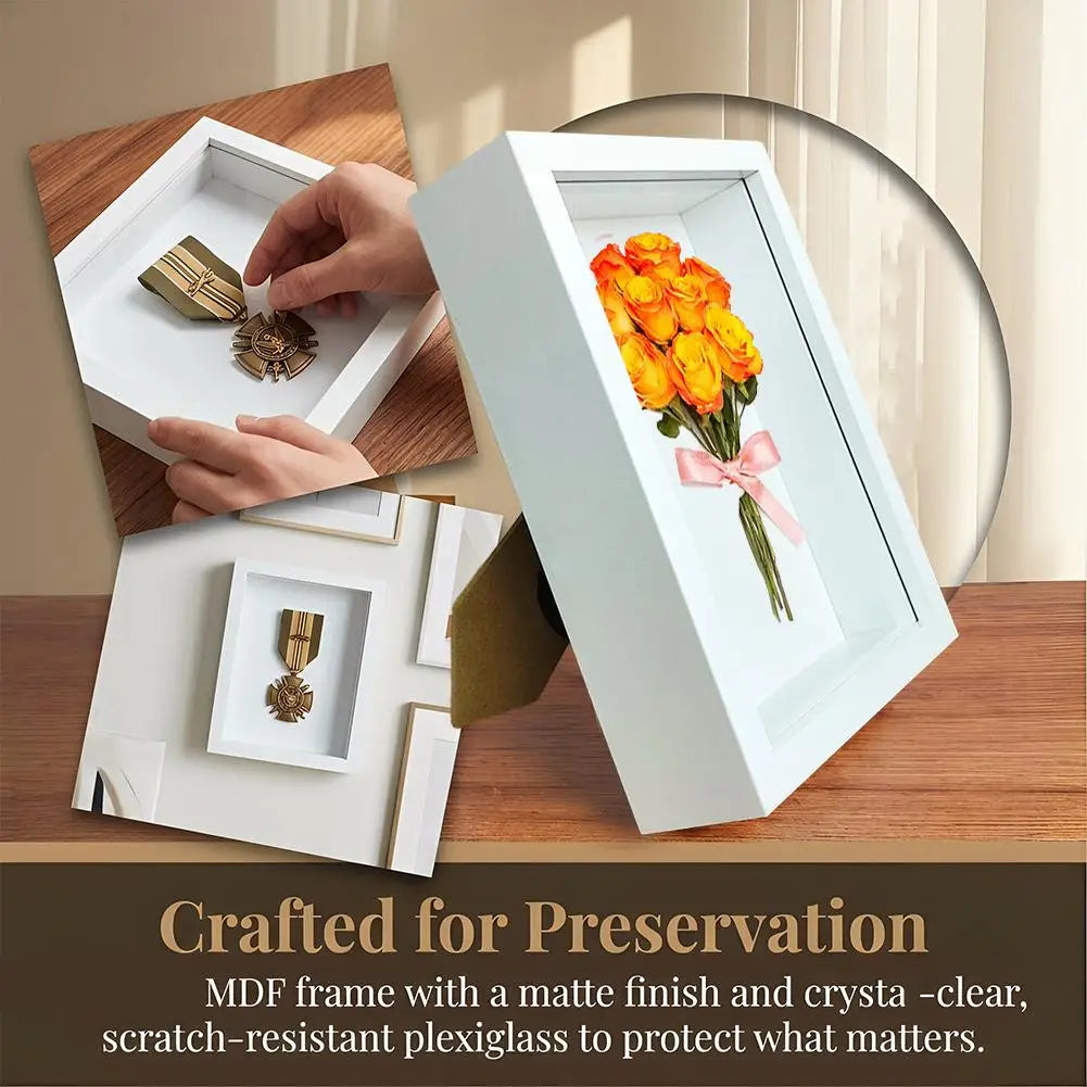 3D Shadow Box Frame for Dried Flowers Medals Display Case Deep Memory Box Picture Frame for Gifts Home Decor Wall Art Vue