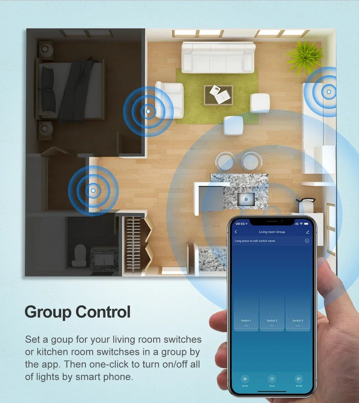 EU Smart Switch RF433 Required Neutral Wire Control Works With Tuya Alexa Google Smart Life Home LED Light WiFi Touch Switch Vue