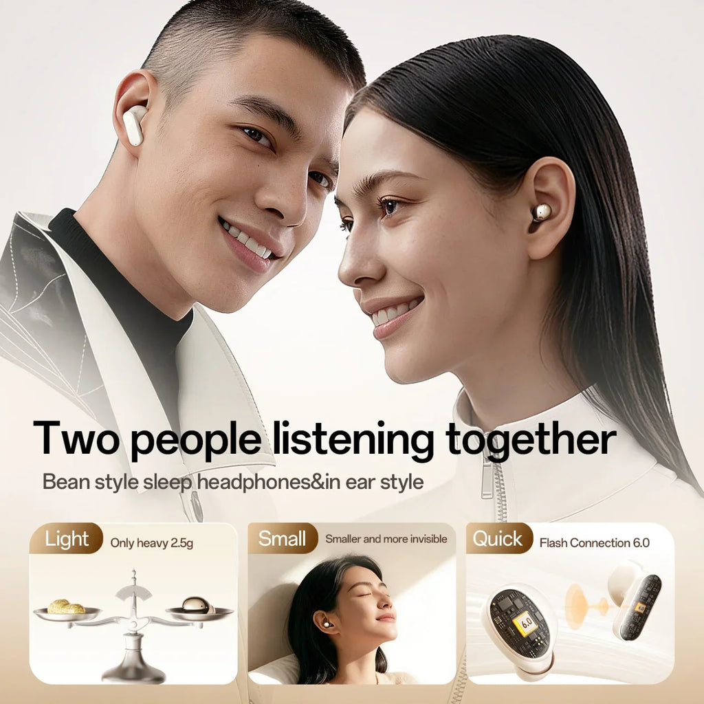 Wireless Earphones 2in1 Dual Use Bluetooth Earbuds Mini In-Ear Invisible Sleep Bluetooth Headphones Long Battery Digital Display Vue