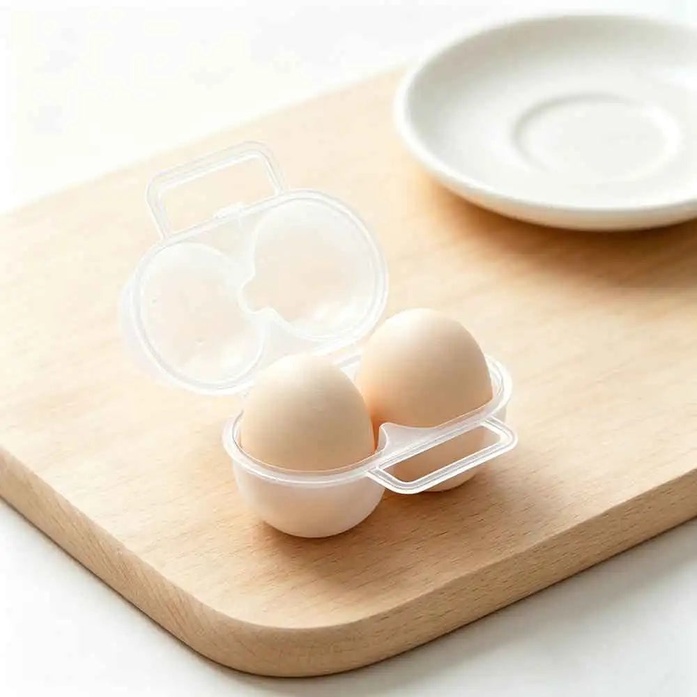 vvocci Outdoor Portable Egg Box Shockproof and Drop-resistant Transparent Two-compartment Egg Tray Crush-proof Picnic Camping Vue