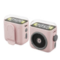 Mini Wireless Bluetooth Speaker Magnetic Backclip Time Display Hifi Sound Night Light Handsfree TF Card Play MP3 Music Player Vue pink